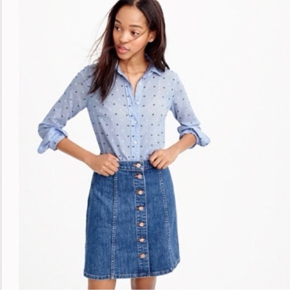 JCREW | Button Front Denim Skirt W/ Copper Buttons - Picture 4 of 8